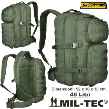 ZAINO TATTICO INCURSORE MIL-TEC MILTEC ASSAULT 45-50 LITRI VERDE OD SOFTAIR 