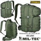 ZAINO TATTICO INCURSORE MIL-TEC ASSAULT 45-50 LITRI VERDE OD SOFTAIR CAMPING