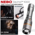 Torcia Led NEBO DAVINCI 1000 Lumen RICARICABILE Tascabile Zoom 6X 299 Metri