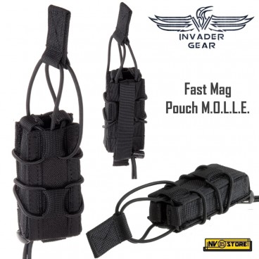 Porta Caricatore Singolo Rapido Per Pistola INVADER GEAR Sistema MOLLE Nero Black