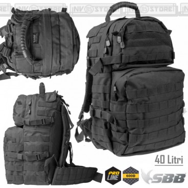 Zaino Tattico Militare Assault SBB 40 Litri Sistema MOLLE Outdoor Softair NERO