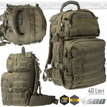 Zaino Tattico Militare Assault SBB 40 Litri Sistema MOLLE Outdoor Softair VERDE