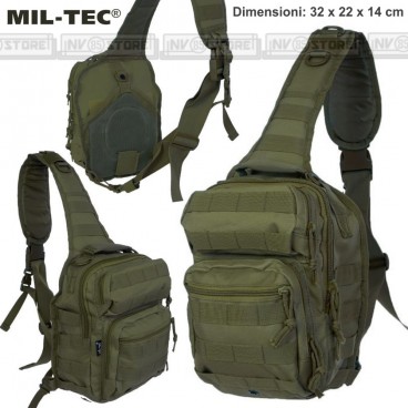 ZAINO TATTICO INCURSORE MONOSPALLA MIL-TEC COYOTE TAN SOFTAIR SURVIVOR CAMPING