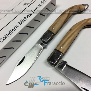 Coltello Artigianale FRARACCIO Pugliese MADE IN ITALY Manico Legno Olivo 17 cm