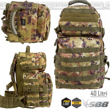 ZAINO TATTICO INCURSORE 30 Lt SBB BRANCALEONI ESERCITO SOFTAIR SURVIVOR BK NERO