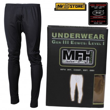 Pants MFH Underwear Level 2 GEN III Pantaloni Intimo Termico Caccia Militare BK