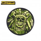 Patch Ricamata Indian Skull Army Punisher Tan 9 x 9 cm Militare con Velcrogrip